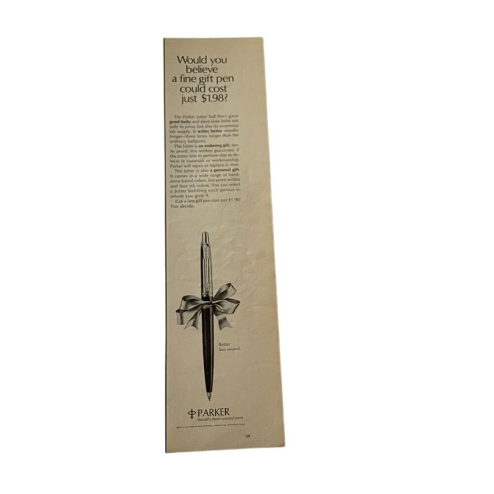 1971 Parker Pens Stationery Ad Print Partial Page Vintage Original Fine Gift u